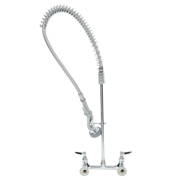 T&S Brass And Bronze Works T&S B-0133 EasyInstall Wall Mounted 34 1/2" High Pre-Rinse Faucet With Adjustable 8" Centers, 1.15 GPM Spray Valve, And 44" Hose - Image 3