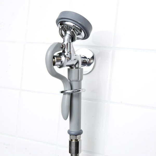 T&S Brass And Bronze Works T&S B-0175 Wall Mounted Pre-Rinse Faucet With Adjustable 8" Centers, Angled Spray Valve, 104" Hose, 12" Add-On Faucet, 90 Degree Swivel Adapter, And Wall Hook - Image 6