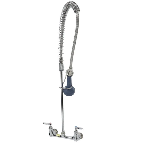 T&S Brass And Bronze Works T&S B-0133-08C EasyInstall Wall Mounted 33 1/4" High Pre-Rinse Faucet With Adjustable 8" Centers, Ergonomic Low Flow Spray Valve, And 44" Hose - Image 3