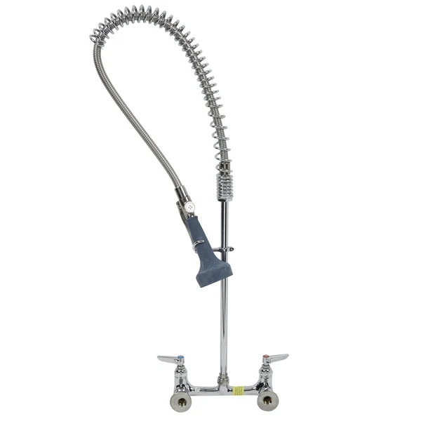 T&S Brass And Bronze Works T&S B-0133-08C EasyInstall Wall Mounted 33 1/4" High Pre-Rinse Faucet With Adjustable 8" Centers, Ergonomic Low Flow Spray Valve, And 44" Hose - Image 5