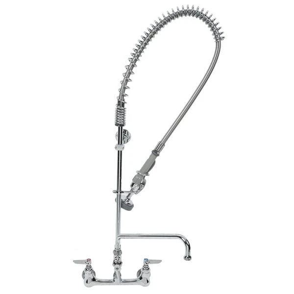 T&S Brass And Bronze Works T&S B-0133-12-CR-B EasyInstall Wall Mounted 37 1/2" High Pre-Rinse Faucet With Adjustable 8" Centers, 1.15 GPM Spray Valve, 44" Hose, 12" Add-On Faucet, And 6" Wall Bracket - Image 2