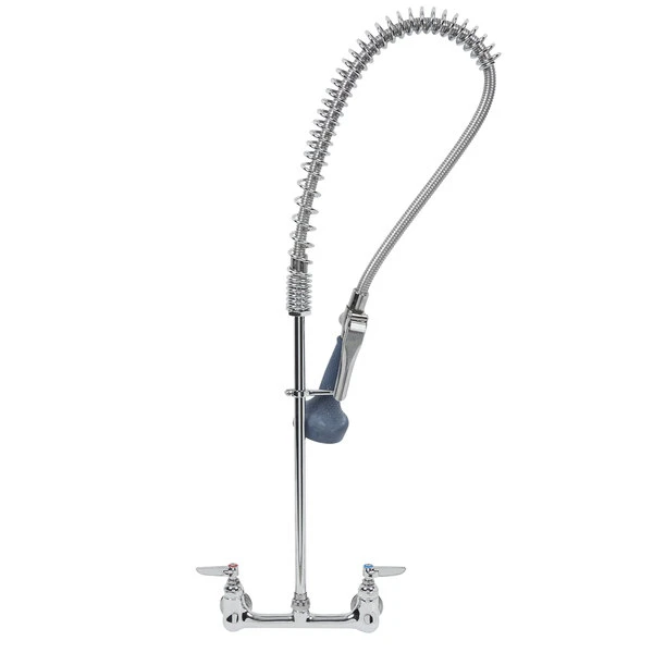 T&S Brass And Bronze Works T&S B-0133-08C EasyInstall Wall Mounted 33 1/4" High Pre-Rinse Faucet With Adjustable 8" Centers, Ergonomic Low Flow Spray Valve, And 44" Hose - Image 2