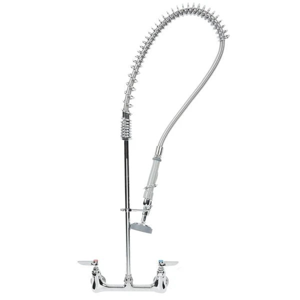 T&S Brass And Bronze Works T&S B-0133 EasyInstall Wall Mounted 34 1/2" High Pre-Rinse Faucet With Adjustable 8" Centers, 1.15 GPM Spray Valve, And 44" Hose - Image 2