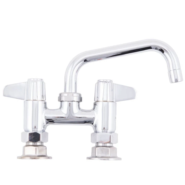 T&S Brass And Bronze Works Equip By T&S 5F-4DLX06 Deck Mounted Faucet With 4" Adjustable Centers, 6 1/8" Swing Spout, 5.2 GPM Laminar Flow Device, Cerama Cartridges, And Lever Handles - Image 2