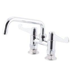 T&S Brass And Bronze Works Equip By T&S 5F-4DWX08 Deck Mounted Faucet With 8 1/8" Swing Spout, 4" Adjustable Centers, 5.2 GPM Laminar Flow Device, Cerama Cartridges, And Wrist Handles