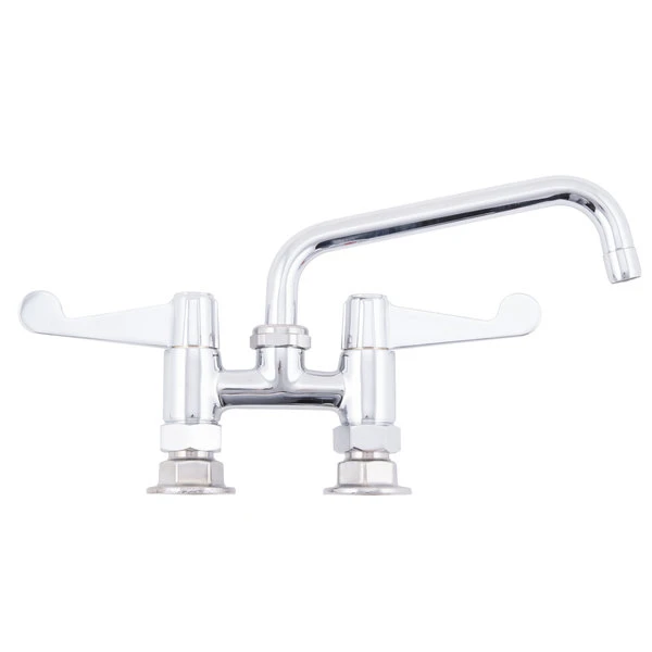 T&S Brass And Bronze Works Equip By T&S 5F-4DWX08 Deck Mounted Faucet With 8 1/8" Swing Spout, 4" Adjustable Centers, 5.2 GPM Laminar Flow Device, Cerama Cartridges, And Wrist Handles - Image 2