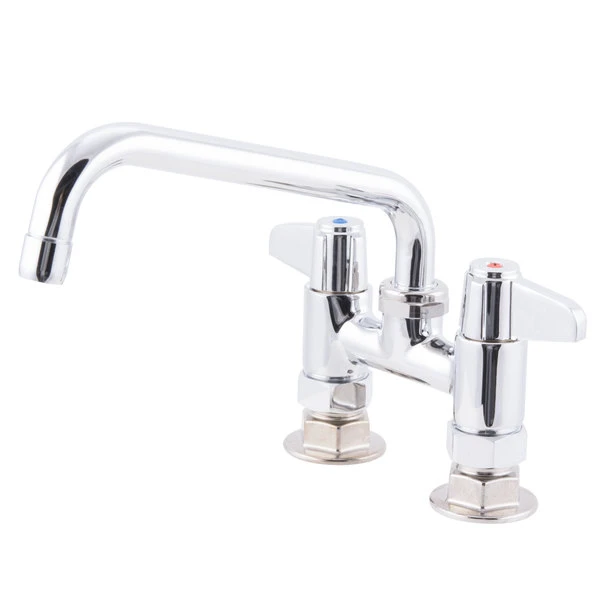 T&S Brass And Bronze Works Equip By T&S 5F-4DLX08 Deck Mount Swivel Base Mixing Faucet With 8 1/8" Swing Nozzle 4" Centers - ADA Compliant