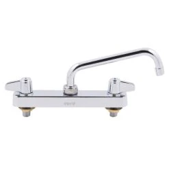 T&S Brass And Bronze Works Equip By T&S 5F-8CLX08 Deck Mounted Workboard Faucet With 8 1/2" Swing Spout, 8" Centers, 5.03 GPM Laminar Flow Device, Cerama Cartridges, And Lever Handles