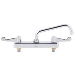 T&S Brass And Bronze Works Equip By T&S 5F-8CWX08 Deck Mounted Workboard Faucet With 8 1/8" Swing Spout, 8" Centers, 5.03 GPM Laminar Flow Device, Cerama Cartridges, And Wrist Handles