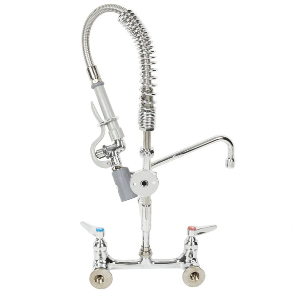 T&S Brass And Bronze Works T&S MPY-8WLN-08 EasyInstall Wall Mounted 22 1/4" High Mini Pre-Rinse Faucet With Adjustable 8" Centers, Low Flow Spray Valve, 24" Hose, 8" Add-On Faucet, And 6" Wall Bracket - Image 5