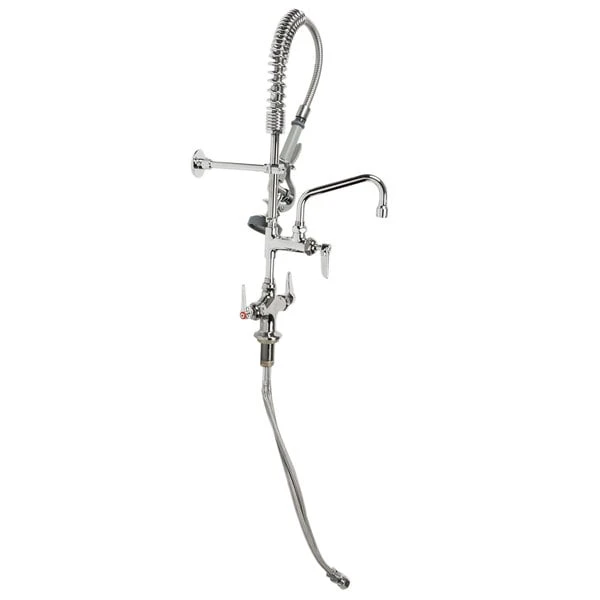 T&S Brass And Bronze Works T&S MPZ-2DLN-06-CR EasyInstall Deck Mounted 24 13/16" High Mini Pre-Rinse Faucet With Flex Inlets, 24" Hose, 6" Add-On Faucet, And 6" Wall Bracket - Image 3