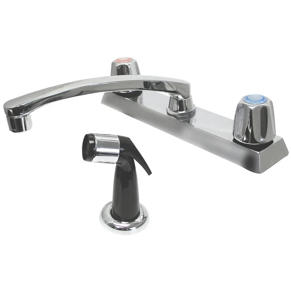 Advance Tabco K-58 Deck Mounted Faucet With 8" Swing Spout, 8" Centers, 2 GPM Aerator, Side Spray, And Canopy Handles