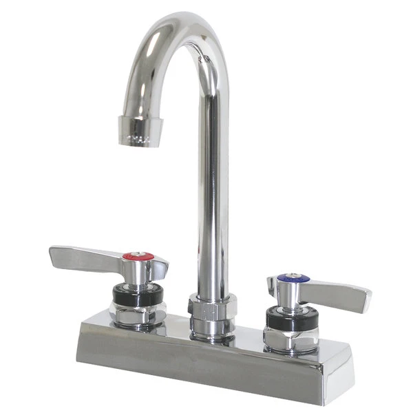 Advance Tabco K-62 Deck Mounted Faucet With 3 1/2" Gooseneck Nozzle, 4" Centers, 2 GPM Aerator, And Lever Handles