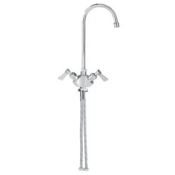 Fisher 1872 Deck Mounted Faucet With Flex Inlets, 3 1/2" Swivel Gooseneck Nozzle, 2.2 GPM Aerator, And Lever Handles