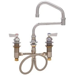 Fisher 47872 Deck Mounted Faucet With Widespread Deck, 13" Double-Jointed Swing Nozzle, 2.2 GPM Aerator, And Lever Handles