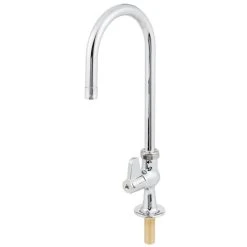 T&S Brass And Bronze Works Equip By T&S 5F-1SLX05 Deck Mounted Faucet With 5 9/16" Gooseneck Spout, Single Inlet, Laminar Flow Device, And Lever Handle