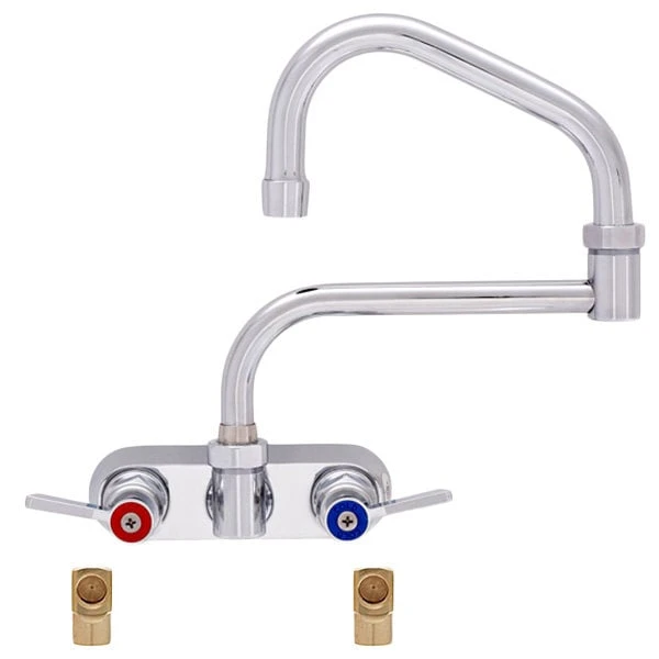 Fisher 19542 Backsplash Mounted Faucet With 4" Centers, 13" Double-Jointed Swing Nozzle, 2.2 GPM Aerator, Lever Handles, And Elbows
