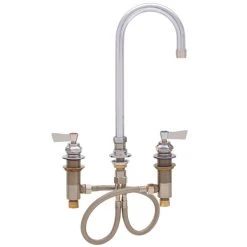 Fisher 1899 Deck Mounted Faucet With Widespread Deck, 5 1/2" Swivel Gooseneck Nozzle, 2.2 GPM Aerator, And Lever Handles