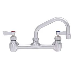Fisher 3250 Wall Mounted Faucet With 8" Centers, 6" Swing Nozzle, 2.2 GPM Aerator, And Lever Handles