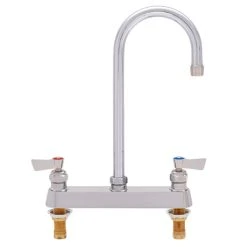 Fisher 1848 Deck Mounted Faucet With 8" Centers, 3 1/2" Rigid Gooseneck Nozzle, 2.2 GPM Aerator, And Lever Handles