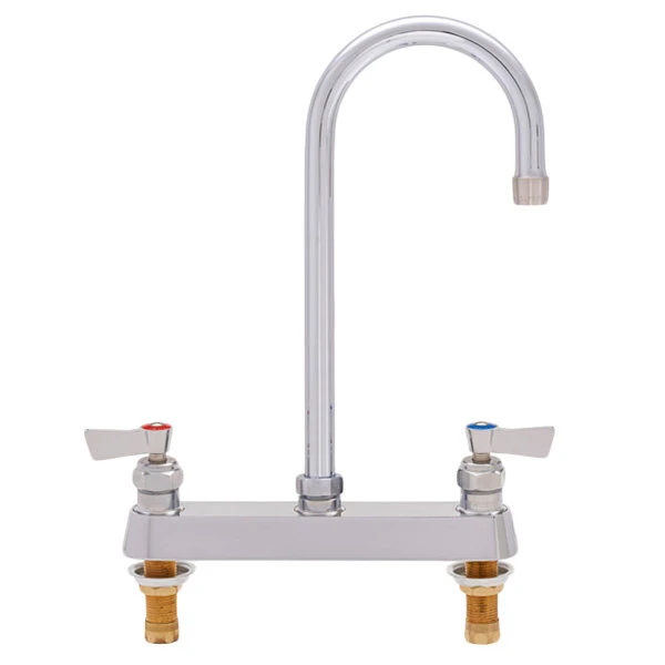 Fisher 1848 Deck Mounted Faucet With 8" Centers, 3 1/2" Rigid Gooseneck Nozzle, 2.2 GPM Aerator, And Lever Handles