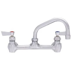 Fisher 13250 Backsplash Mounted Faucet With 8" Centers, 10" Swing Nozzle, 2.2 GPM Aerator, And Lever Handles