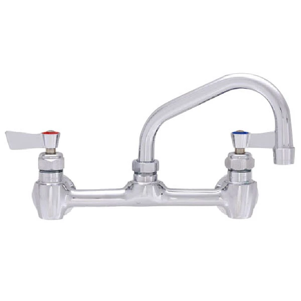 Fisher 13269 Backsplash Mounted Faucet With 8" Centers, 12" Swing Nozzle, 2.2 GPM Aerator, And Lever Handles