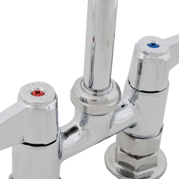 T&S Brass And Bronze Works Equip By T&S 5F-4DLX05 Deck Mounted Faucet With 5 9/16" Gooseneck Spout, 4" Centers, Laminar Flow Device, And Lever Handles - Image 2