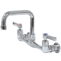 Advance Tabco K-160 6" Wall Mounted D-Style Extended Spout Swivel Faucet With 8" Centers And Lever Handles