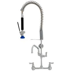 Fisher 73328 Low Profile Backsplash Mounted Pre-Rinse Faucet With 8" Centers, 15" Hose, 8" Add-On Faucet, And Wall Bracket