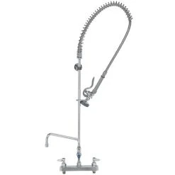 T&S Brass And Bronze Works T&S B-5120-12-CR-B EasyInstall Deck Mounted Pre-Rinse Faucet With 8" Centers, 44" Hose, 12" Add-On Faucet, 1.15 GPM Spray Valve, And Cerama Cartridges