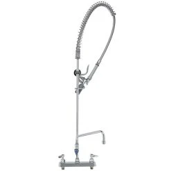 T&S Brass And Bronze Works T&S B-5120-12-CRBJ EasyInstall Deck Mounted Pre-Rinse Faucet With 8" Centers, 44" Hose, 12" Add-On Faucet, 1.07 GPM Spray Valve, And Cerama Cartridges