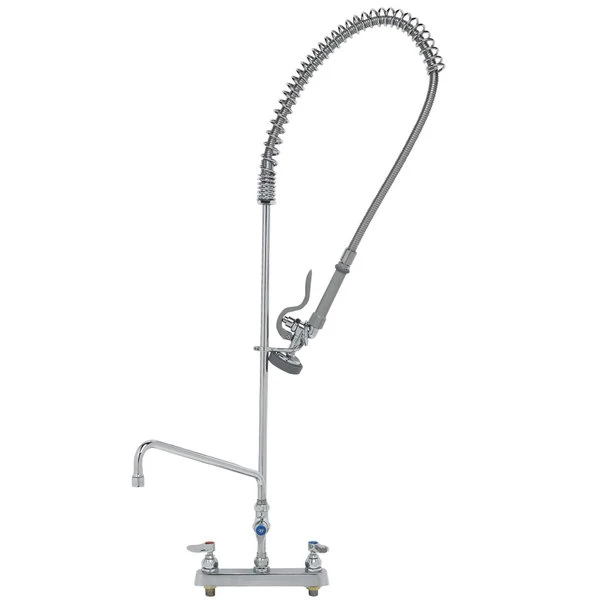 T&S Brass And Bronze Works T&S B-5120-B EasyInstall Deck Mounted Pre-Rinse Faucet With Adjustable 8" Centers, 44" Hose, 1.15 GPM Spray Valve, And Eterna Cartridges