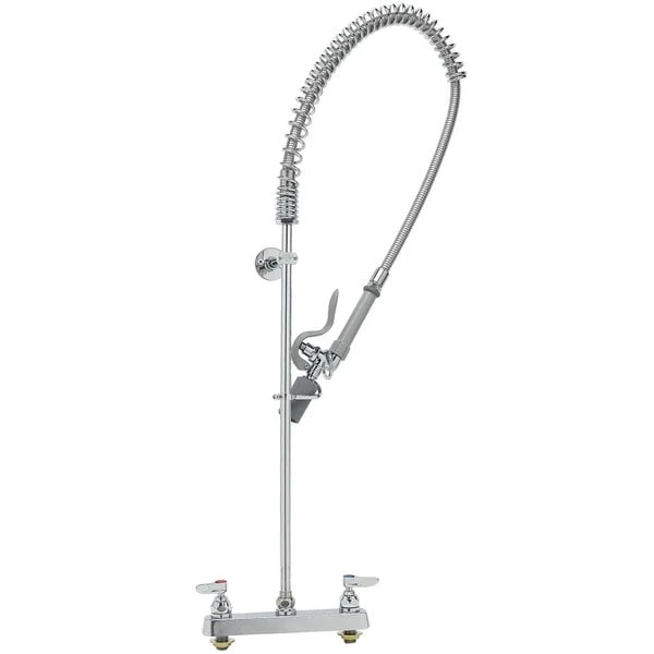 T&S Brass And Bronze Works T&S B-5120-BJ EasyInstall Deck Mounted Pre-Rinse Faucet With Adjustable 8" Centers, 44" Hose, 1.07 GPM Spray Valve, And Eterna Cartridges