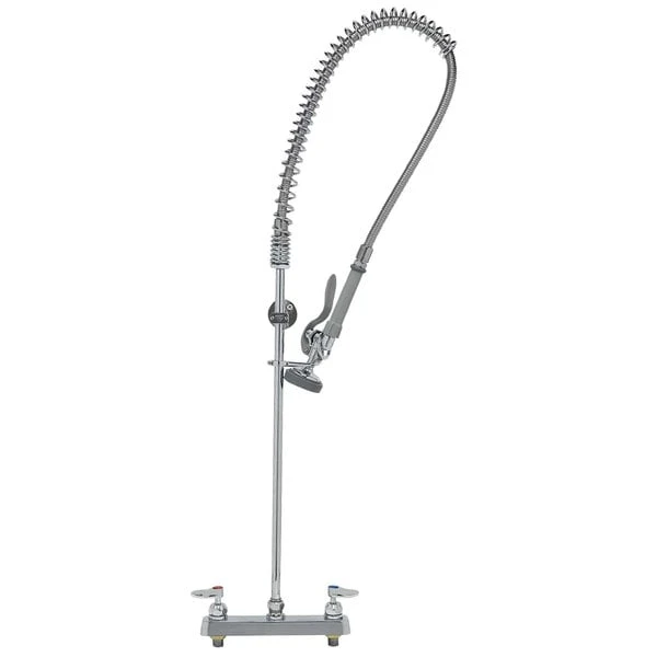 T&S Brass And Bronze Works T&S B-5120-CR-B EasyInstall Deck Mounted Pre-Rinse Faucet With Adjustable 8" Centers, 44" Hose, 1.15 GPM Spray Valve, And Cerama Cartridges