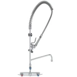 T&S Brass And Bronze Works T&S B-5125-12-B EasyInstall Wall Mounted Pre-Rinse Faucet With 8" Centers, 44" Hose, 12" Add-On Faucet, 1.15 GPM Spray Valve, And Eterna Cartridges