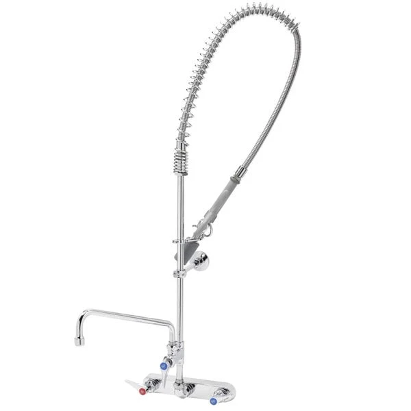 T&S Brass And Bronze Works T&S B-5125-12-BJ EasyInstall Wall Mounted Pre-Rinse Faucet With 8" Centers, 44" Hose, 12" Add-On Faucet, 1.07 GPM Spray Valve, And Eterna Cartridges - Image 2