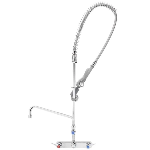 T&S Brass And Bronze Works T&S B-5125-12-BJ EasyInstall Wall Mounted Pre-Rinse Faucet With 8" Centers, 44" Hose, 12" Add-On Faucet, 1.07 GPM Spray Valve, And Eterna Cartridges