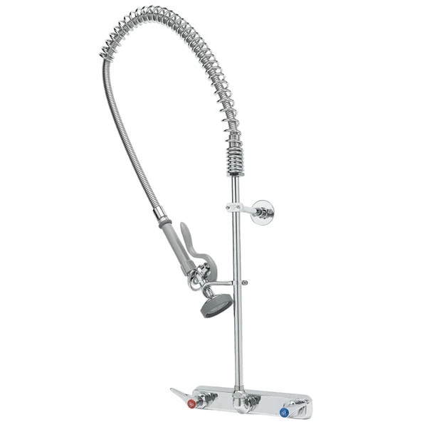 T&S Brass And Bronze Works T&S B-5125-CR-B EasyInstall Wall Mounted Pre-Rinse Faucet With 8" Centers, 44" Hose, 1.15 GPM Spray Valve, And Cerama Cartridges - Image 2