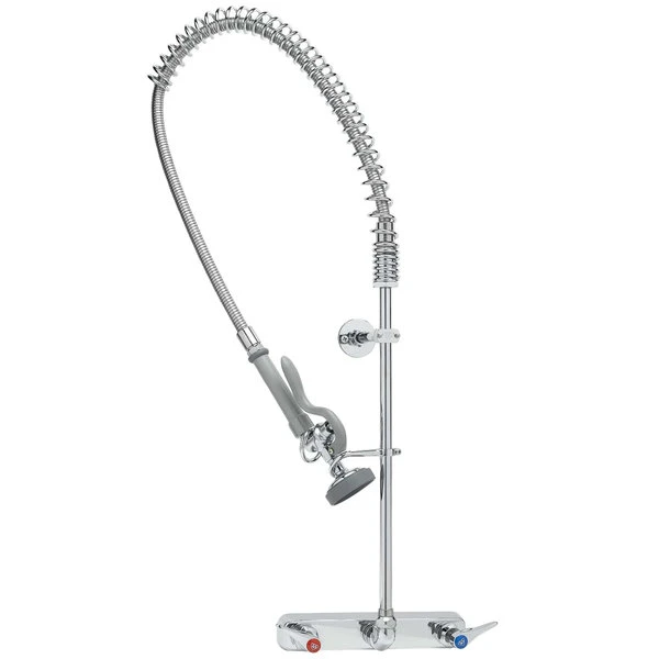 T&S Brass And Bronze Works T&S B-5125-CR-B EasyInstall Wall Mounted Pre-Rinse Faucet With 8" Centers, 44" Hose, 1.15 GPM Spray Valve, And Cerama Cartridges