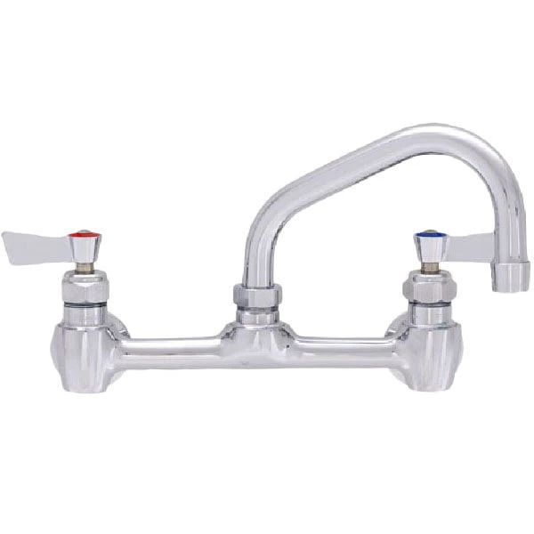 Fisher 53104 Wall Mounted Stainless Steel Faucet With 8" Centers, 6" Swing Nozzle, 2.2 GPM Aerator, And Lever Handles