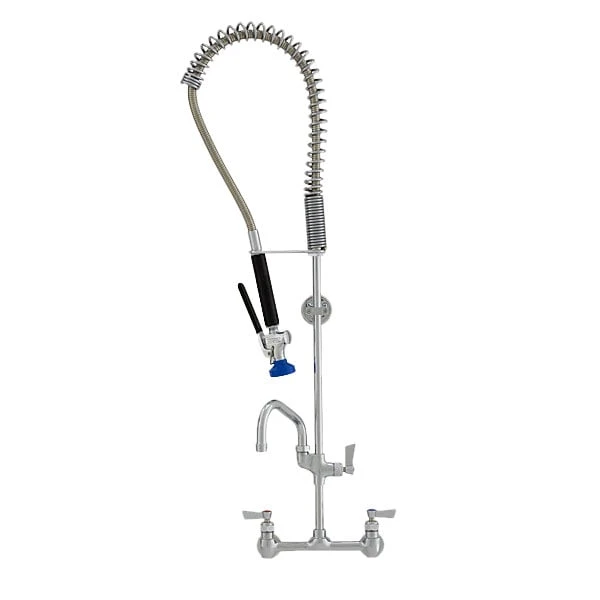 Fisher 53449 Wall Mounted Stainless Steel Pre-Rinse Faucet With 8" Centers, 36" Hose, 6" Add-On Faucet, And Wall Bracket