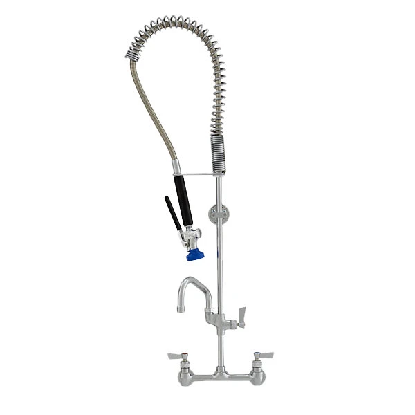 Fisher 53473 Wall Mounted Stainless Steel Pre-Rinse Faucet With 8" Centers, 36" Hose, 12" Add-On Faucet, And Wall Bracket