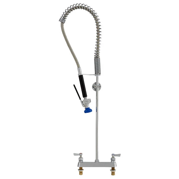 Fisher 68217 Deck Mounted Stainless Steel Pre-Rinse Faucet With 8" Centers, 36" Hose, And Wall Bracket