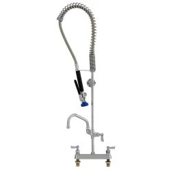 Fisher 68268 Deck Mounted Stainless Steel Pre-Rinse Faucet With 8" Centers, 36" Hose, 12" Add-On Faucet, And Wall Bracket