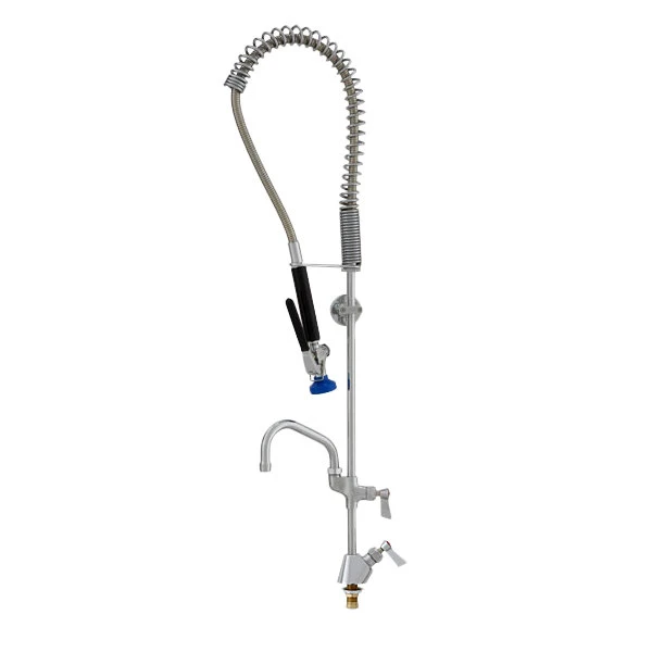 Fisher 68012 Deck Mounted Stainless Steel Pre-Rinse Faucet With 36" Hose, 6" Add-On Faucet, And Wall Bracket
