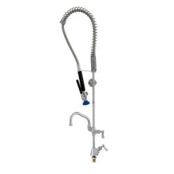 Fisher 68063 Deck Mounted Stainless Steel Pre-Rinse Faucet With 36" Hose, 16" Add-On Faucet, And Wall Bracket