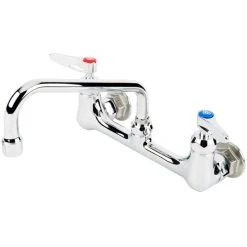 T&S Brass And Bronze Works T&S B-2414-CR-SC Wall Mount Mixing Faucet With 8" Adjustable Centers, 8" Swing Nozzle, Spring Checks, And Cerama Cartridges