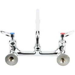 T&S Brass And Bronze Works T&S B-2414-CR-SC Wall Mount Mixing Faucet With 8" Adjustable Centers, 8" Swing Nozzle, Spring Checks, And Cerama Cartridges -Faucet Equipment Shop 1474928