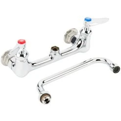 T&S Brass And Bronze Works T&S B-2414-CR-SC Wall Mount Mixing Faucet With 8" Adjustable Centers, 8" Swing Nozzle, Spring Checks, And Cerama Cartridges -Faucet Equipment Shop 1474933